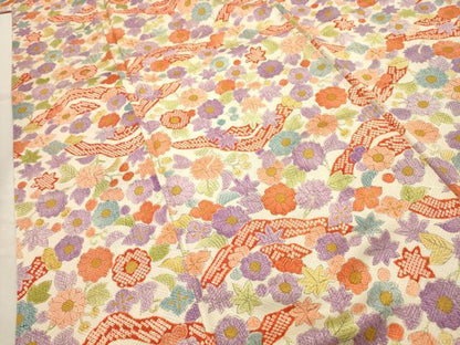 平和屋着物■上質な小紋 草花文 正絹 逸品 AABH6145sx
