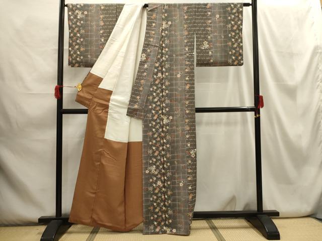 平和屋着物■上質な小紋　舞花文　金彩　正絹　逸品　AABH6148sx