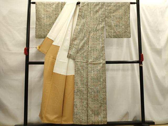 平和屋着物■本場染大島紬 幾何学文様 正絹 逸品 AABH6149sx