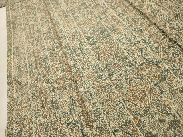 平和屋着物■本場染大島紬 幾何学文様 正絹 逸品 AABH6149sx