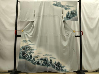 平和屋着物■訪問着 作家物 風景文 暈し染め 正絹 逸品 AABH6151sx