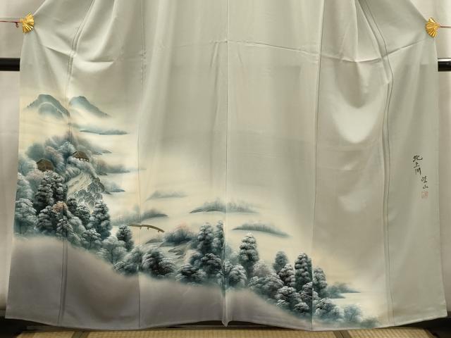 平和屋着物■訪問着 作家物 風景文 暈し染め 正絹 逸品 AABH6151sx