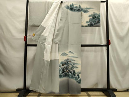 平和屋着物■訪問着 作家物 風景文 暈し染め 正絹 逸品 AABH6151sx