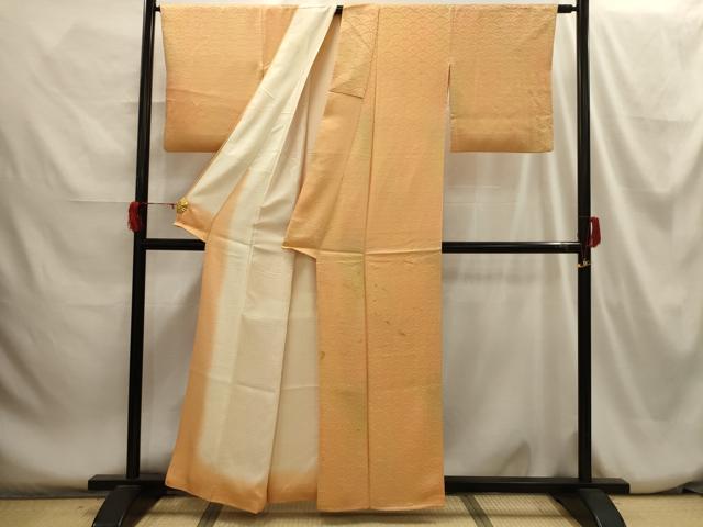 平和屋着物■上質な小紋 花青海波地紋 暈し染め 正絹 逸品 AABH6164sx