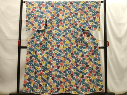 平和屋着物■上質な小紋 花唐草文 正絹 逸品 AABH6165sx