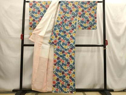 平和屋着物■上質な小紋 花唐草文 正絹 逸品 AABH6165sx