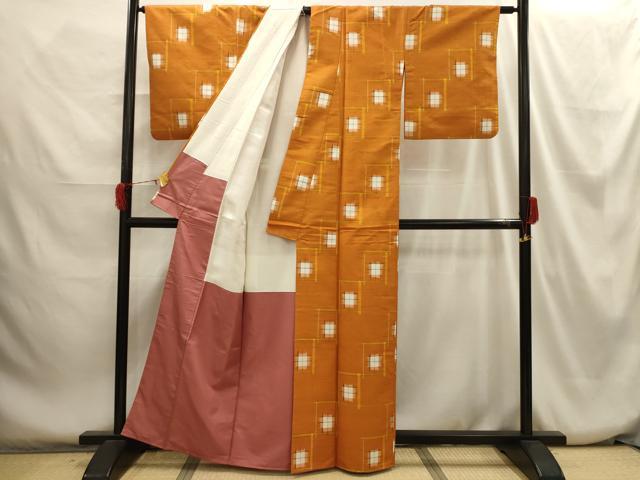 平和屋着物■上質な紬 花格子文 正絹 逸品 AABH6166sx