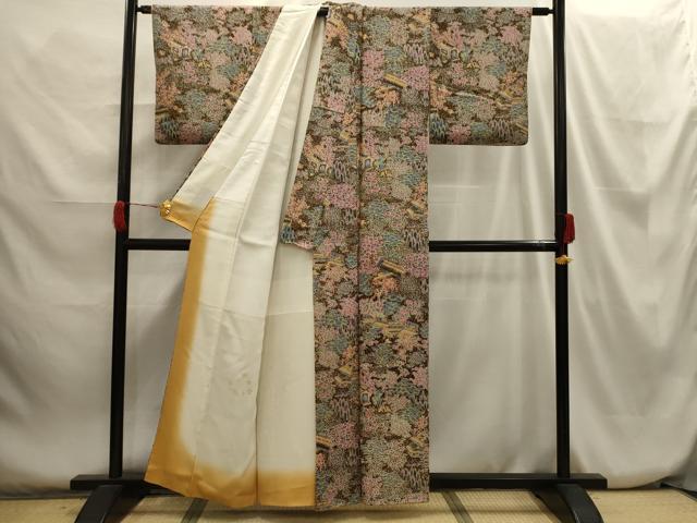 平和屋着物■上質な小紋 風景文 正絹 逸品 AABH6171sx