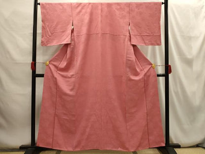 平和屋着物■上質な色無地 草花地紋 甚三紅色 正絹 逸品 AABH6174sx