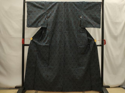 平和屋着物■上質な紬　亀甲花文　正絹　逸品　AABH6176sx
