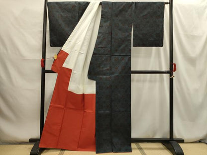 平和屋着物■上質な紬　亀甲花文　正絹　逸品　AABH6176sx