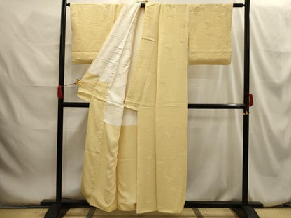 平和屋着物■上質な色無地　流水地紋　蜂蜜色　正絹　逸品　AABH6178sx