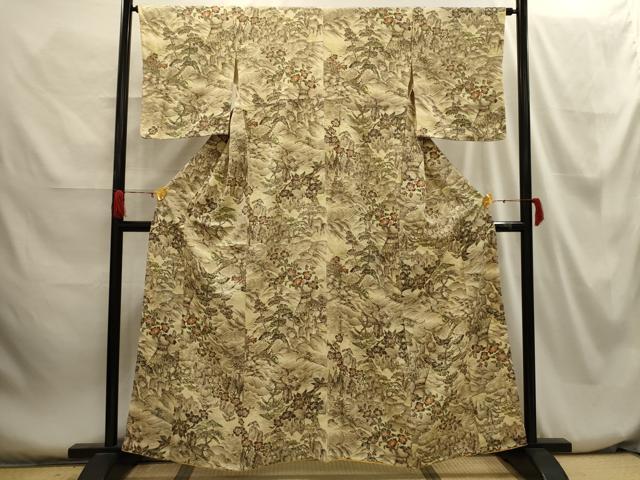 平和屋着物■上質な小紋　風景文　正絹　逸品　AABH6183sx