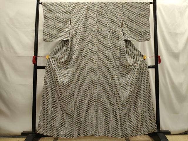平和屋着物■上質な小紋　型染め　亀甲花文　正絹　逸品　AABH6185sx