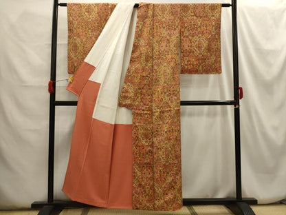 平和屋着物■上質な小紋　更紗花文　正絹　逸品　AABH6186sx