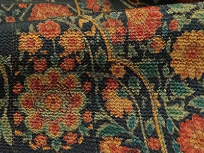 平和屋着物■上質な小紋　更紗花文　鬼しぼ縮緬　正絹　逸品　AABH6189sx