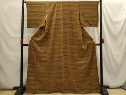平和屋着物■上質な小紋　横段文　正絹　逸品　AABH6190sx