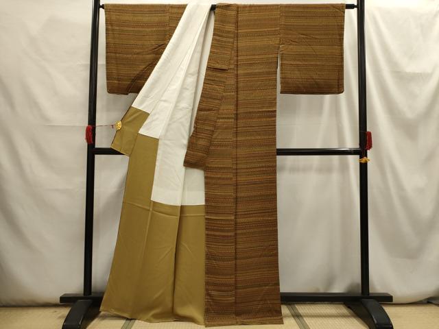 平和屋着物■上質な小紋　横段文　正絹　逸品　AABH6190sx