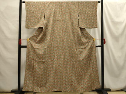 平和屋着物■上質な小紋　幾何学文様　正絹　逸品　AABH6192sx