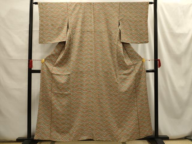 平和屋着物■上質な小紋　幾何学文様　正絹　逸品　AABH6192sx