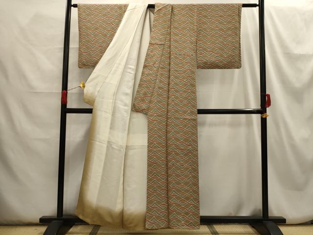 平和屋着物■上質な小紋　幾何学文様　正絹　逸品　AABH6192sx