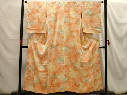 平和屋着物■上質な小紋　花青海波地紋　暈し染め　正絹　逸品　AABH6193sx