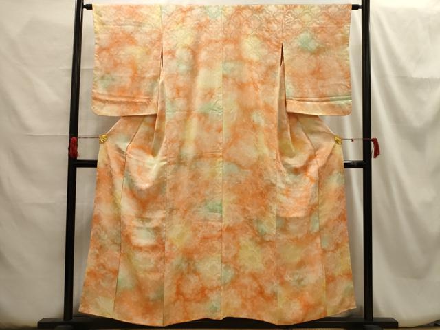 平和屋着物■上質な小紋　花青海波地紋　暈し染め　正絹　逸品　AABH6193sx