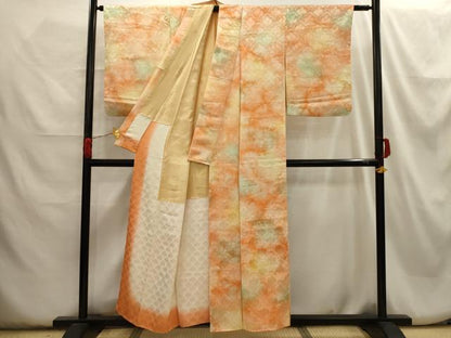 平和屋着物■上質な小紋　花青海波地紋　暈し染め　正絹　逸品　AABH6193sx
