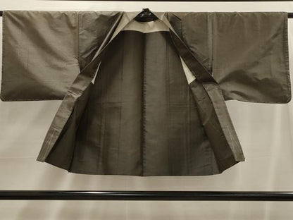 平和屋着物■男性　紬　アンサンブル　格子　正絹　逸品　AABH6198sx