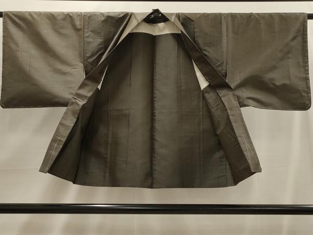 平和屋着物■男性　紬　アンサンブル　格子　正絹　逸品　AABH6198sx
