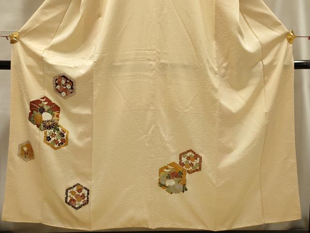 平和屋着物■訪問着　駒刺繍　亀甲草花文　金彩　正絹　逸品　AABH6200sx
