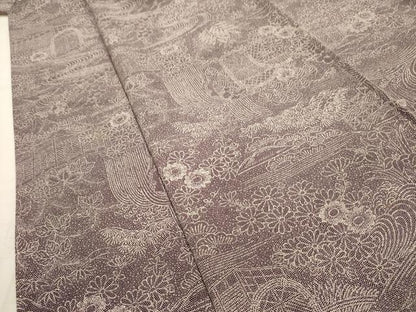 平和屋着物■上質な小紋　松竹梅風景文　正絹　逸品　AABH6202sx