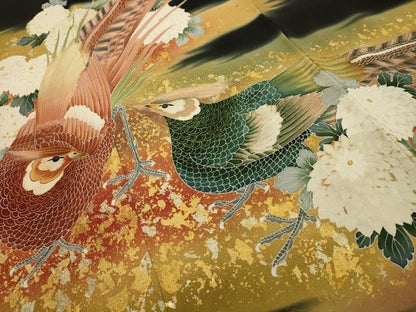 平和屋着物■豪華黒留袖　作家物　刺繍　花鳥文　暈し染め　金彩　正絹　逸品　AABH6207sx