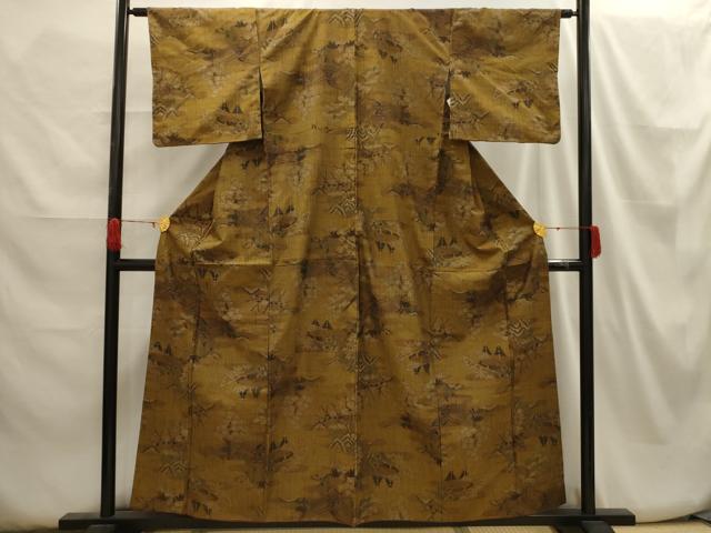 平和屋着物■上質な紬 風景文 正絹 逸品 AABH6211sx