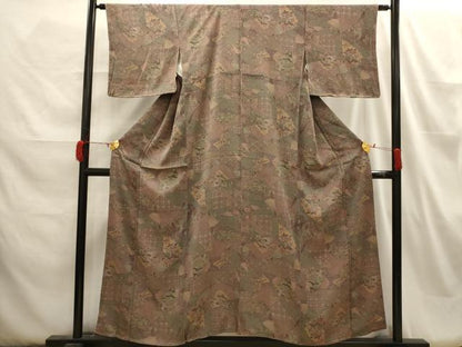 平和屋着物■上質な小紋 扇面花鳥舞蝶文 正絹 逸品 AABH6215sx