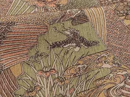 平和屋着物■上質な小紋 扇面花鳥舞蝶文 正絹 逸品 AABH6215sx