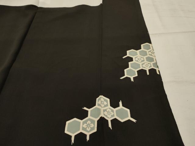 平和屋着物■豪華黒留袖 刺繍 扇面吉祥花文 金糸 金彩 洗える着物 AABH6220sx