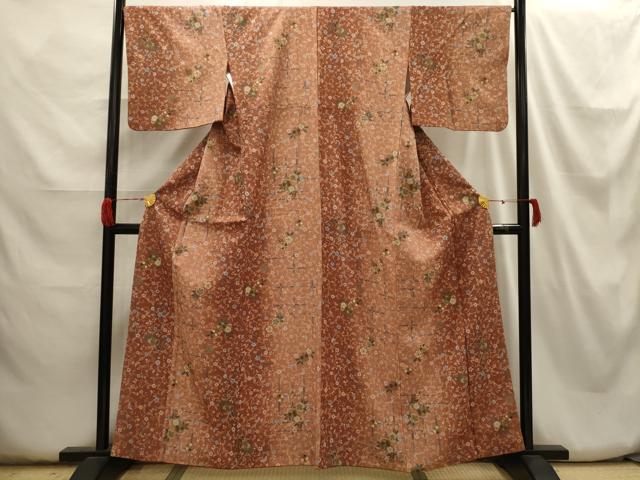 平和屋着物■小紋 花唐草文 暈し染め 金彩 洗える着物 AABH6221sx