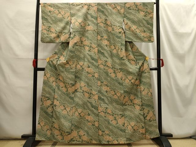 平和屋着物■小紋 流水花文 洗える着物 AABH6227sx
