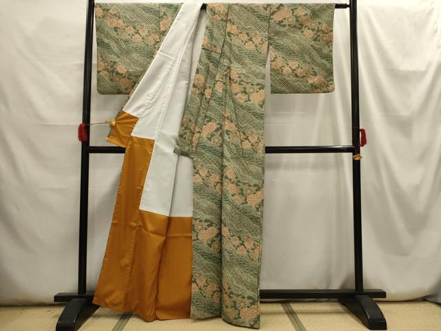 平和屋着物■小紋 流水花文 洗える着物 AABH6227sx