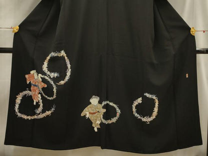 平和屋着物■豪華黒留袖　作家者　童子　正絹　逸品　AABH6231sx