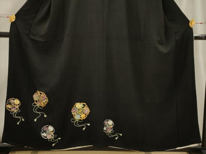平和屋着物■豪華黒留袖　花鏡裏文　正絹　逸品　AABH6236sx