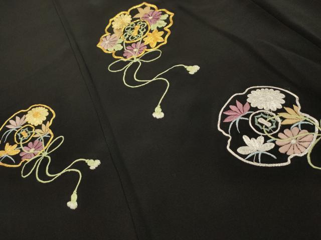 平和屋着物■豪華黒留袖　花鏡裏文　正絹　逸品　AABH6236sx