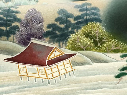 平和屋着物■豪華黒留袖 風景文 暈し染め 正絹 逸品 AABH6237sx