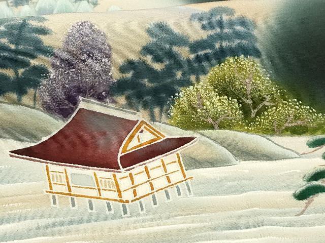 平和屋着物■豪華黒留袖 風景文 暈し染め 正絹 逸品 AABH6237sx