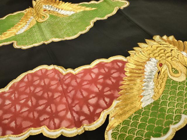 平和屋着物■豪華黒留袖 雲取吉祥飛鶴文 正絹 逸品 AABH6238sx