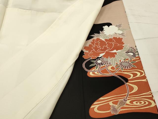 平和屋着物■豪華黒留袖　駒刺繍　流水飛鶴花車文　金彩　正絹　逸品　AABH6242sx