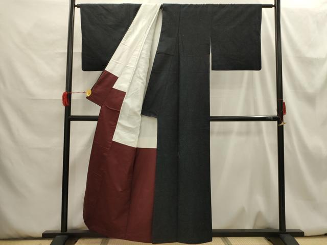 平和屋着物■上質な紬　幾何学文様　正絹　逸品　AABH6247sx
