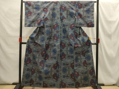 平和屋着物■本場大島紬　7マルキ　流水花文　正絹　逸品　AABH6248sx