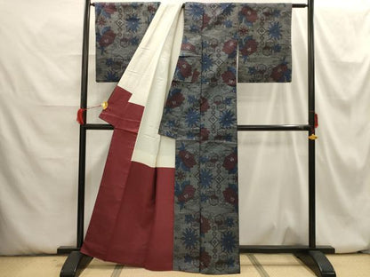 平和屋着物■本場大島紬　7マルキ　流水花文　正絹　逸品　AABH6248sx